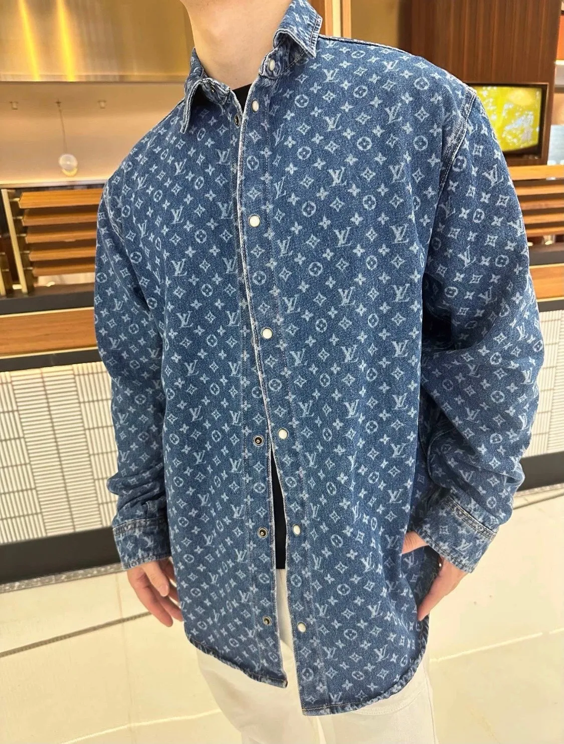 Louis Vuitton/Louis Vuitton 25Fw all-over printed old flower denim shirt jacket